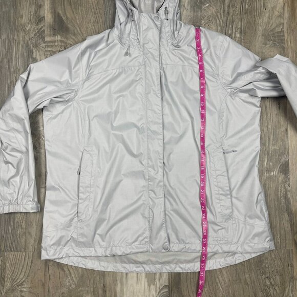 LL Bean Trail Model Womens Rain Jacket 2X Regular Gray Hooded Lightweight - Picture 7 of 10